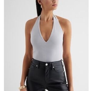 Express Light Gray Velvet Body Contour Bodysuit - NWOT size M
